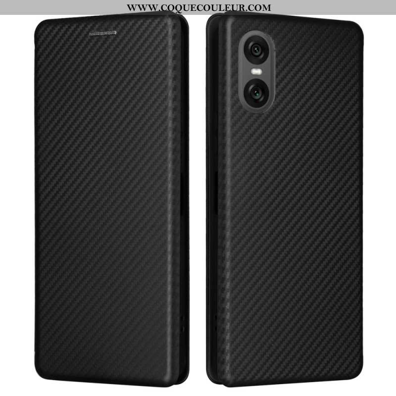 Flip Cover Sony Xperia 10 VI Fibre Carbone