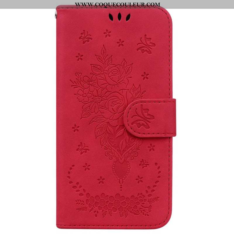 Housse Sony Xperia 10 VI Motif Roses à Lanière