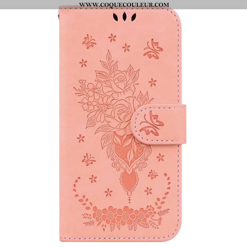 Housse Sony Xperia 10 VI Motif Roses à Lanière