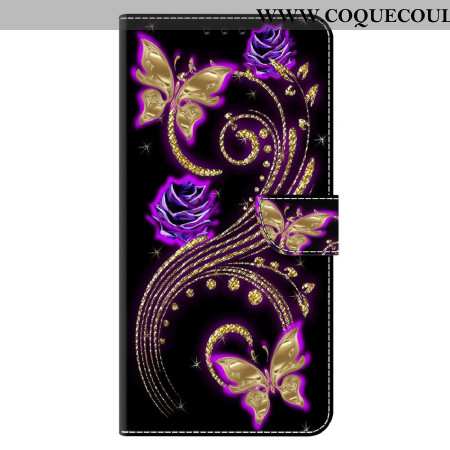 Housse Xiaomi 14 Pro Fleurs Violettes et Papillons