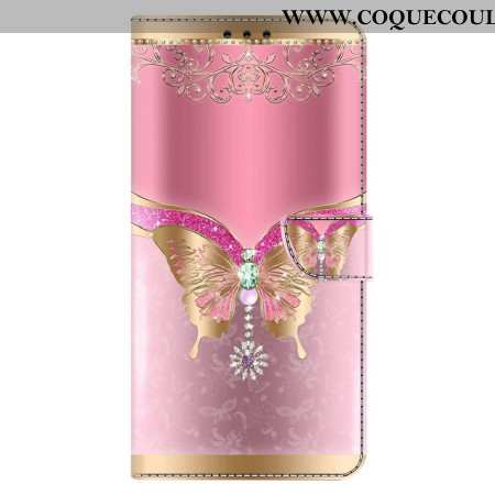 Housse Xiaomi 14 Pro Papillon Rose et Or