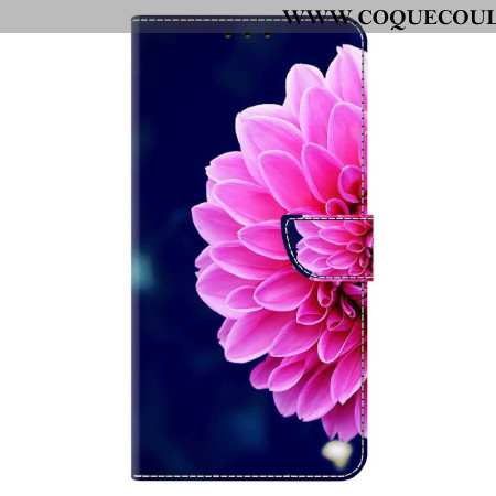 Housse Xiaomi 14 Pro Fleur Rose sur Fond Bleu