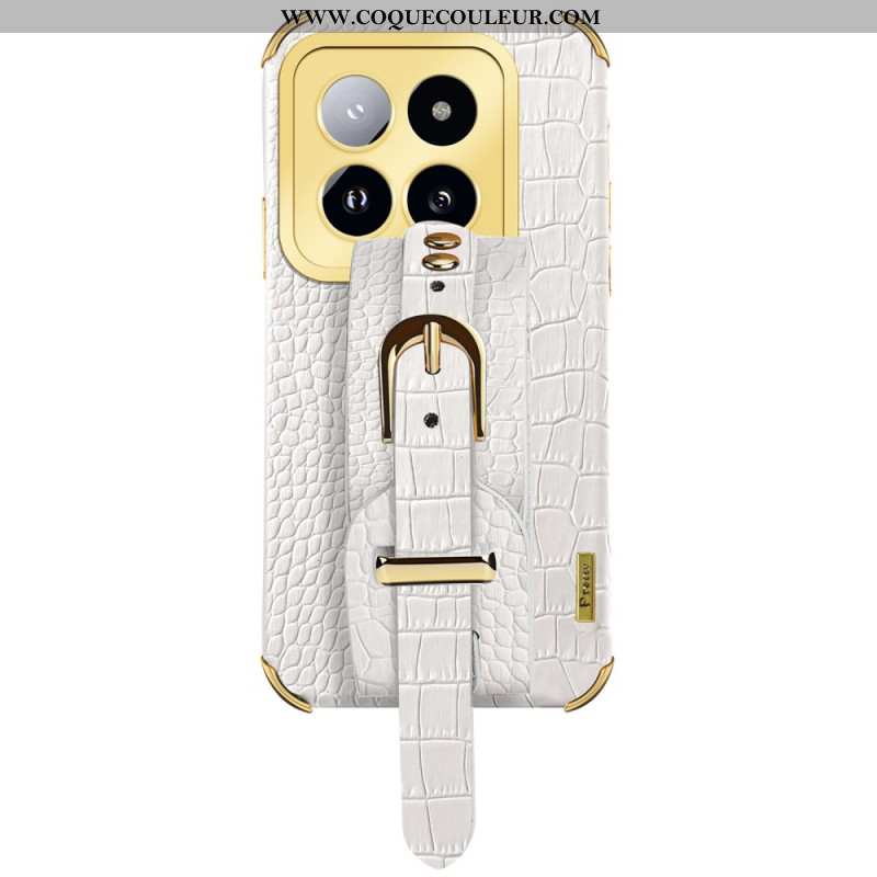 Coque Xiaomi 14 Pro Effet Crocodile avec Bracelet