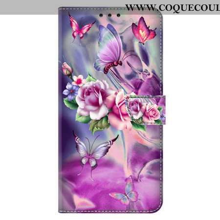 Housse Xiaomi 14 Pro Papillons et Fleurs Violets