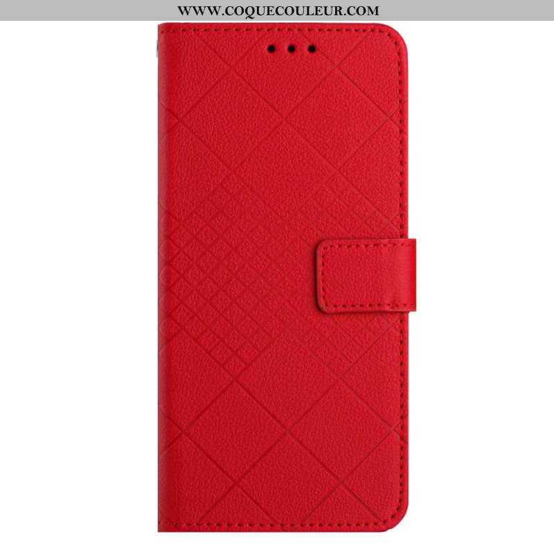 Housse Xiaomi 14 Texture Litchi Losanges à Lanière