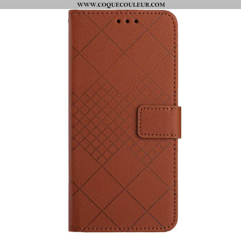 Housse Xiaomi 14 Texture Litchi Losanges à Lanière