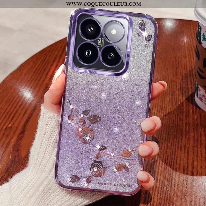 Coque Xiaomi 14T Pro Strass et Fleurs KADEM