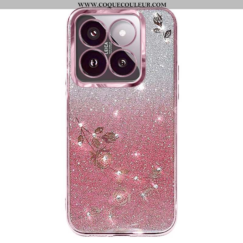 Coque Xiaomi 14T Pro Strass et Fleurs KADEM