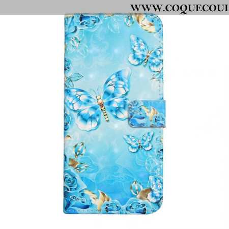 Housse Xiaomi 14T Papillons Bleus et Diamants