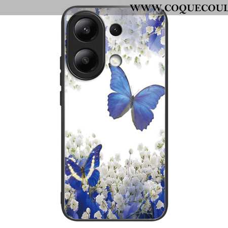 Coque Xiaomi Redmi Note 13 4G Verre Trempé Papillons Bleus