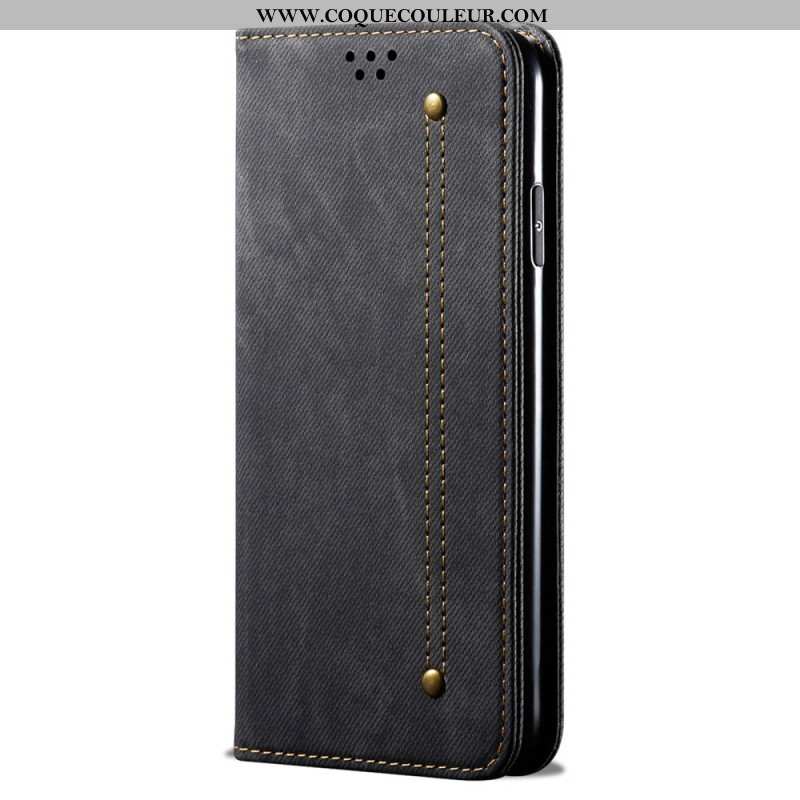 Flip Cover Xiaomi Redmi Note 13 4G Tissu Jeans