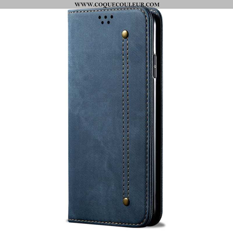 Flip Cover Xiaomi Redmi Note 13 4G Tissu Jeans