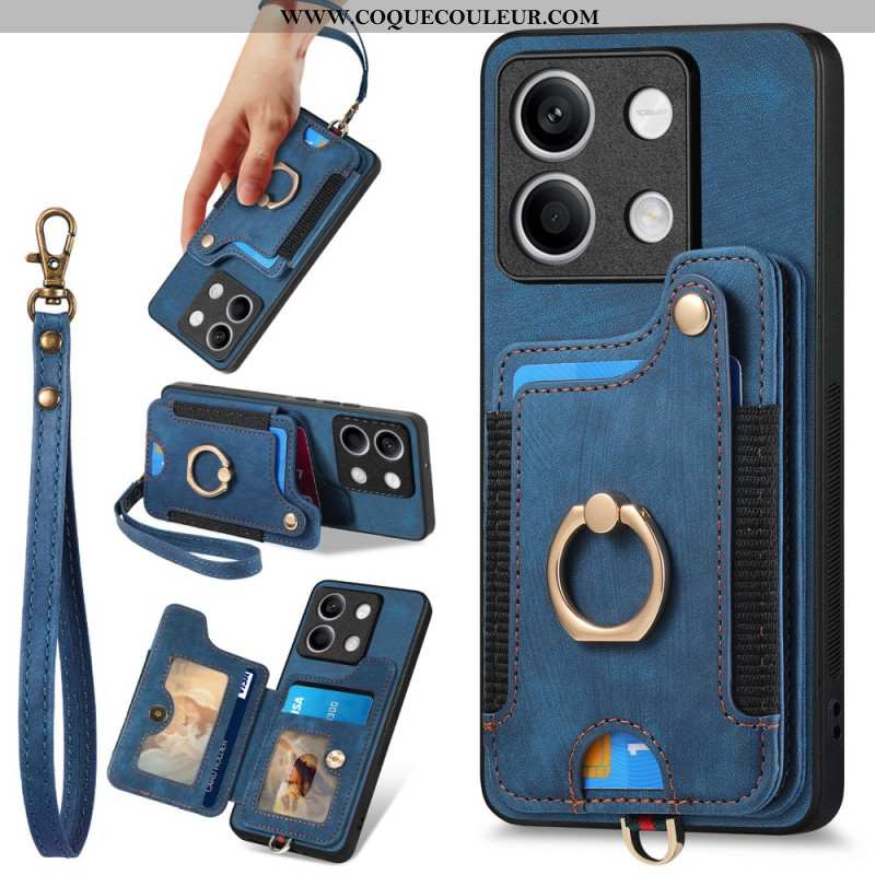 Coque Xiaomi Redmi Note 13 4G Vintage avec Porte-Cartes et Lanière