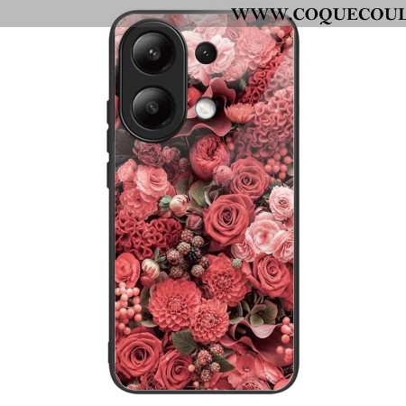 Coque Xiaomi Redmi Note 13 4GVerre Trempé Fleurs Rouges