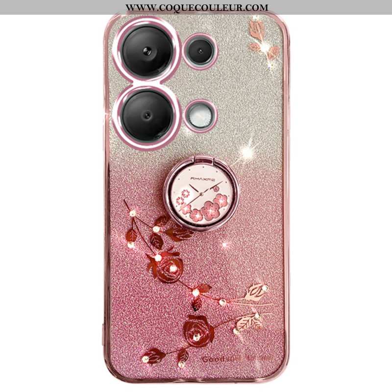 Coque Xiaomi Redmi Note 13 4G Paillettes et Strass Anneau-Support KADEM