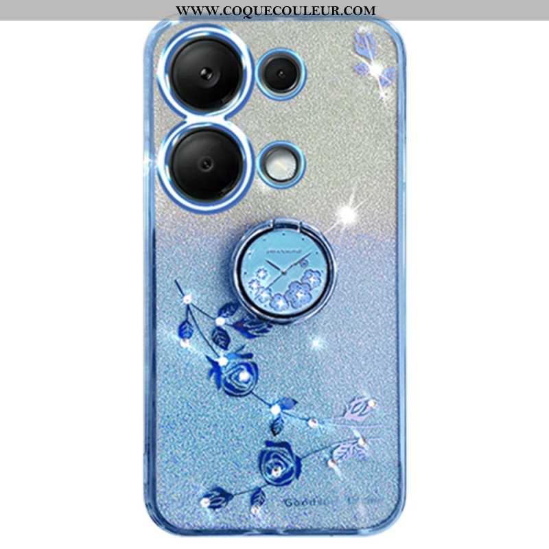 Coque Xiaomi Redmi Note 13 4G Paillettes et Strass Anneau-Support KADEM