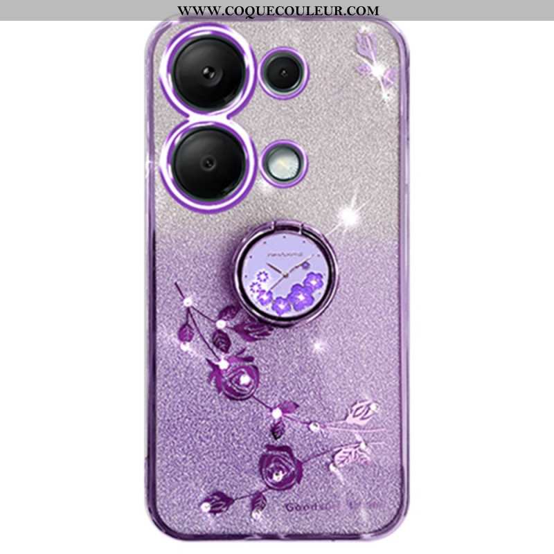 Coque Xiaomi Redmi Note 13 4G Paillettes et Strass Anneau-Support KADEM