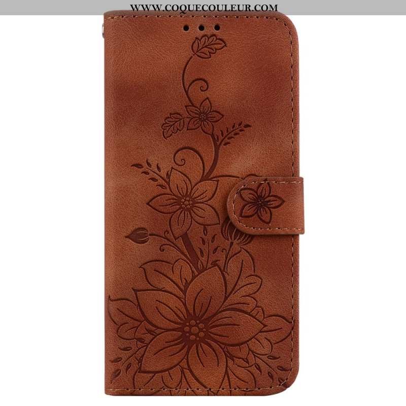 Housse Xiaomi Redmi Note 13 5G Motif Floral à Lanière