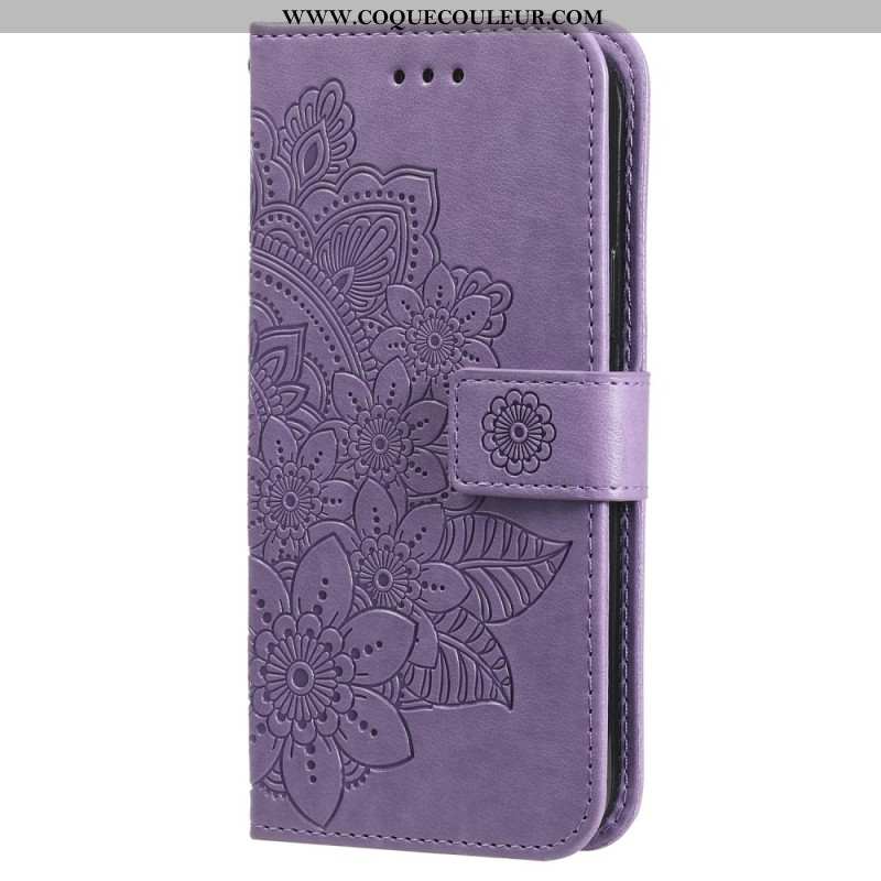 Housse Xiaomi Redmi Note 13 5G Empreinte Florale à Lanière