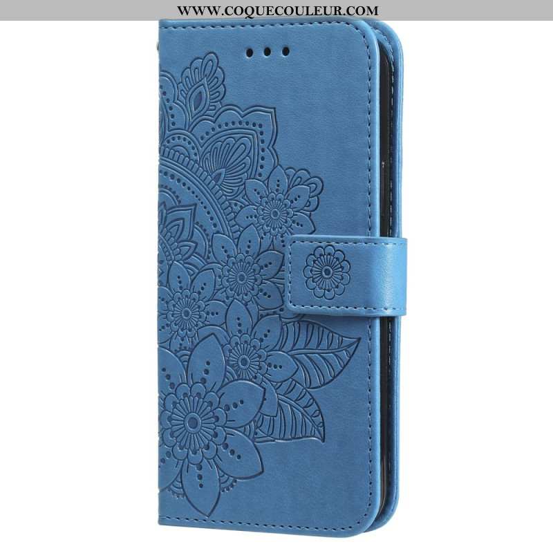 Housse Xiaomi Redmi Note 13 5G Empreinte Florale à Lanière