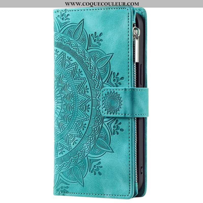 Housse Xiaomi Redmi Note 13 5G Portefeuille Effet Cuir Mandala à Lanière