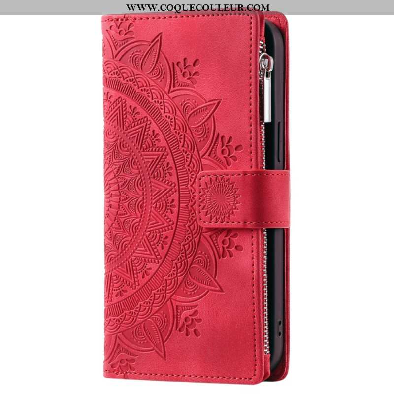 Housse Xiaomi Redmi Note 13 5G Portefeuille Effet Cuir Mandala à Lanière