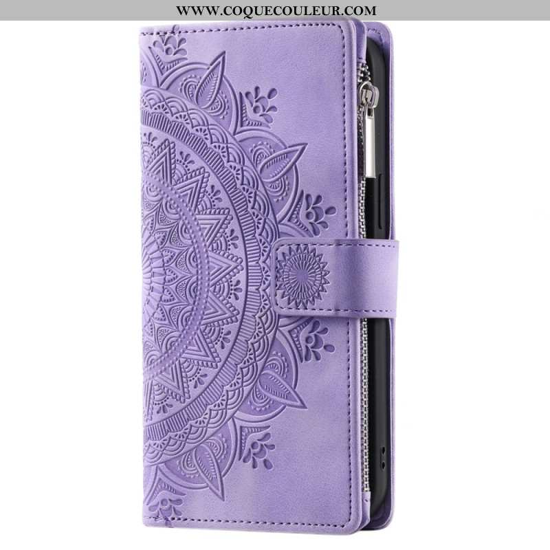 Housse Xiaomi Redmi Note 13 5G Portefeuille Effet Cuir Mandala à Lanière