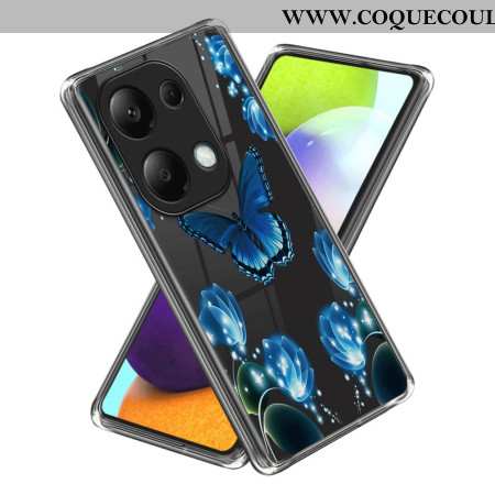 Coque Xiaomi Redmi Note 13 Pro 4G / Poco M6 Pro 4G Papillons et Fleurs Bleus