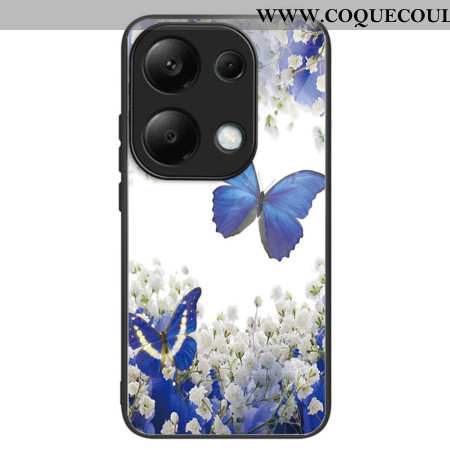 Coque Xiaomi Redmi Note 13 Pro 4G / Poco M6 Pro 4G Verre Trempé Papillons Bleus