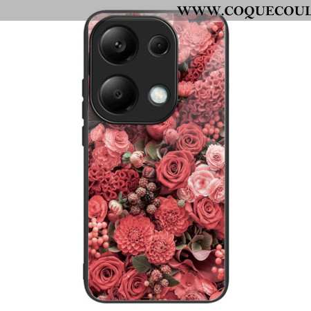 Coque Xiaomi Redmi Note 13 Pro 4G / Poco M6 Pro 4G Verre Trempé Fleurs Rouges et Roses