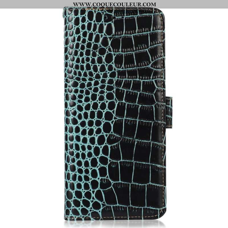 Housse iPhone 16 Plus Blocage RFID Texture Crocodile