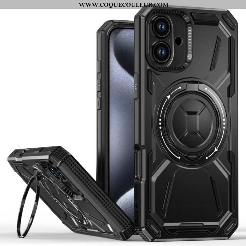 Coque iPhone 16 Plus Effet Métal Support Magnétique