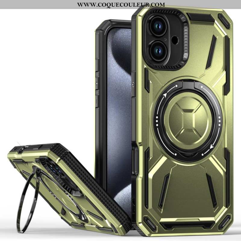 Coque iPhone 16 Plus Effet Métal Support Magnétique