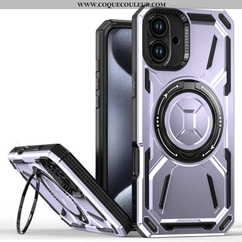 Coque iPhone 16 Plus Effet Métal Support Magnétique