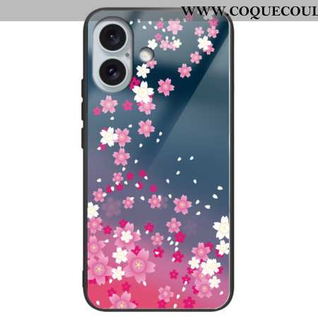 Coque iPhone 16 Plus Verre Trempé Fleurs Roses