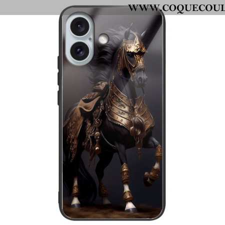 Coque iPhone 16 Plus Verre Trempé Cheval Masqué