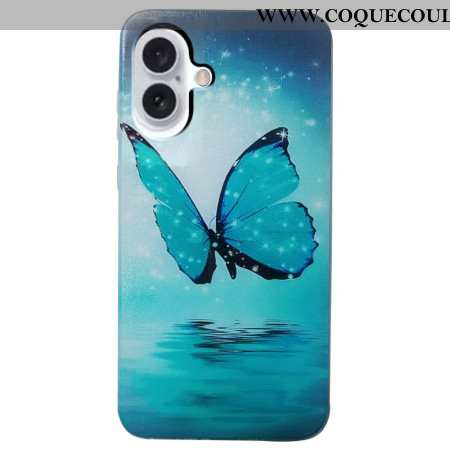 Coque iPhone 16 Plus Papillon Bleu