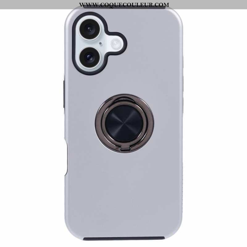 Coque iPhone 16 Plus Effet Métal Support Rotatif