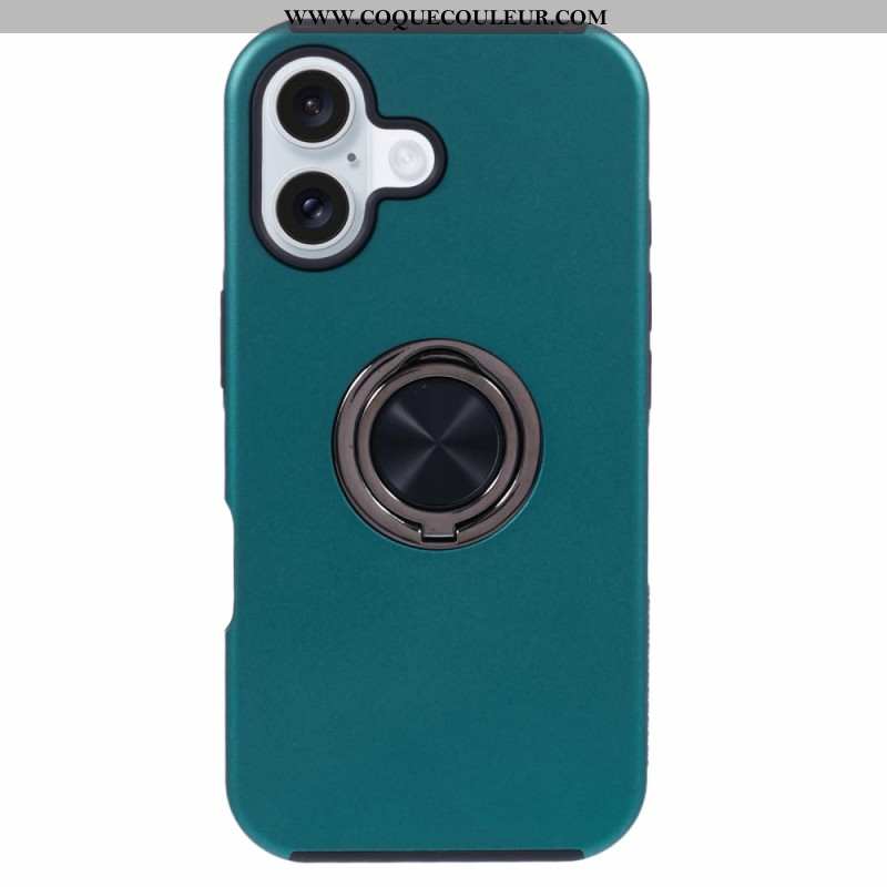 Coque iPhone 16 Plus Effet Métal Support Rotatif