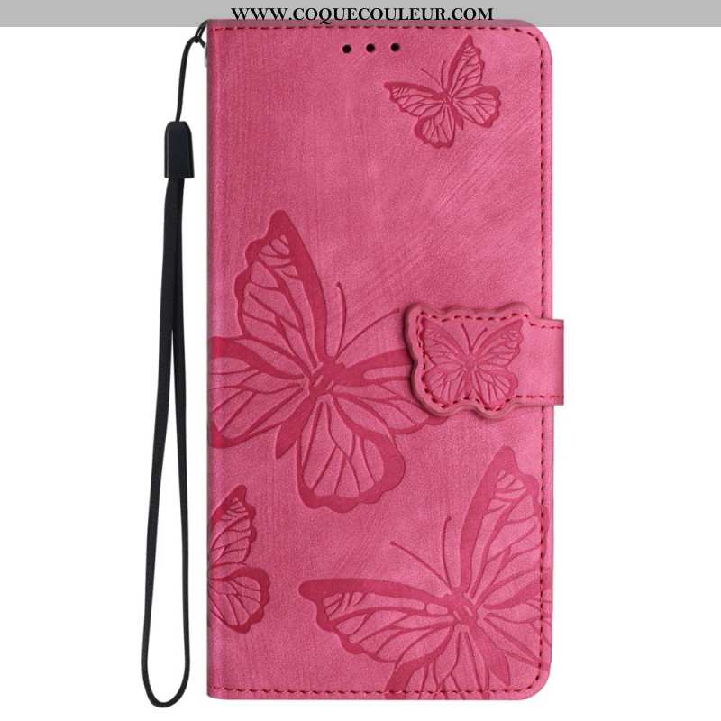 Housse iPhone 16 Plus Empreinte Papillons à Lanière