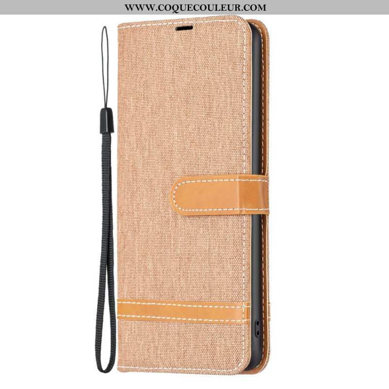 Housse iPhone 16 Plus Tissu Jeans à Lanière