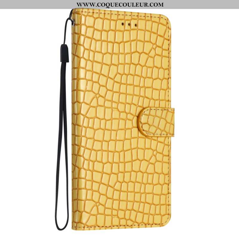 Housse iPhone 16 Plus Style Crocodile à Lanière