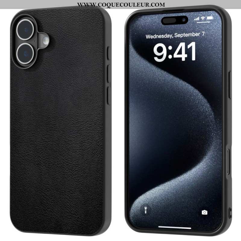 Coque iPhone 16 Plus Simili Cuir Anti-Chute