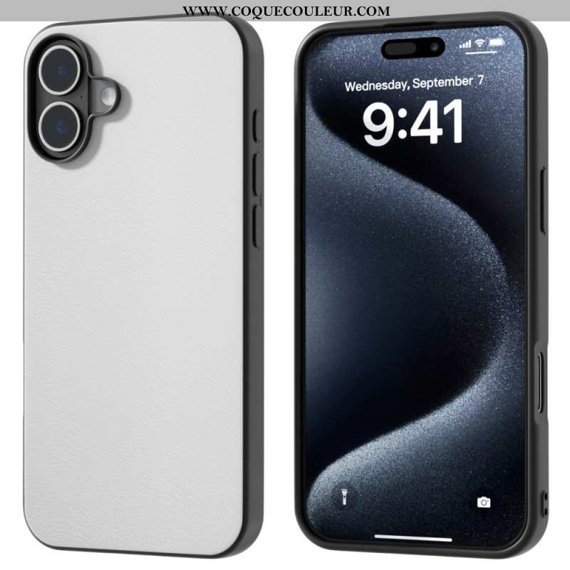 Coque iPhone 16 Plus Simili Cuir Anti-Chute