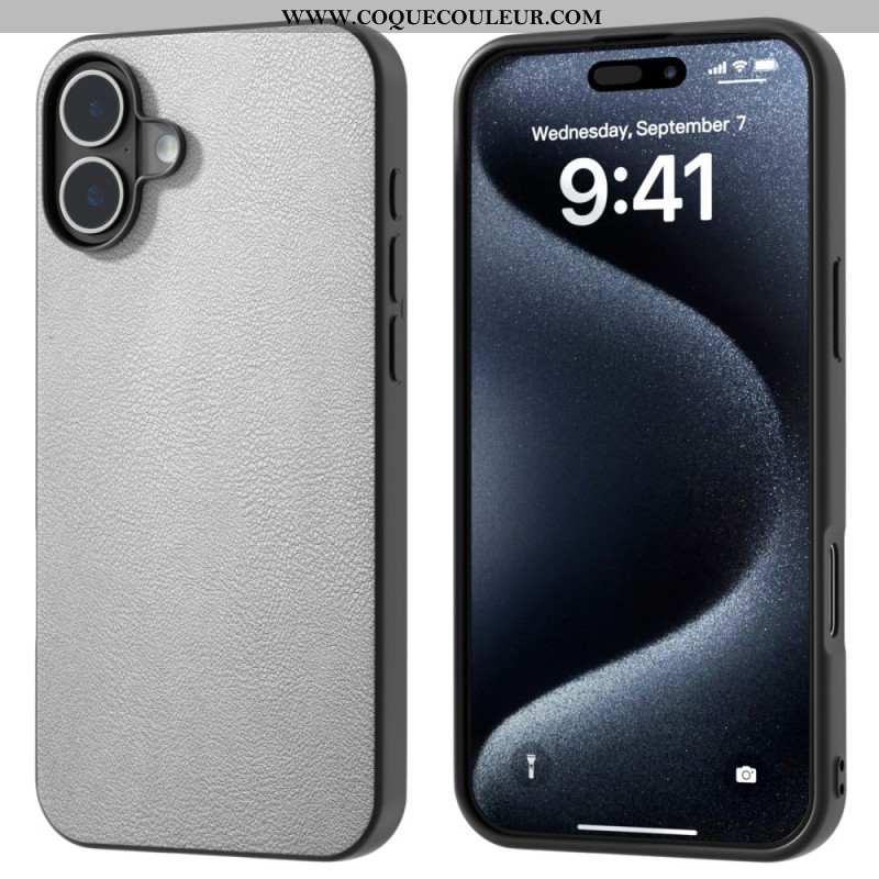 Coque iPhone 16 Plus Simili Cuir Anti-Chute