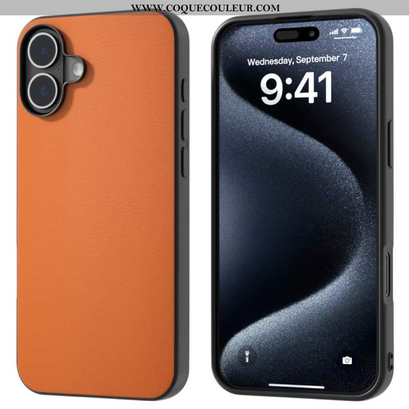 Coque iPhone 16 Plus Simili Cuir Anti-Chute