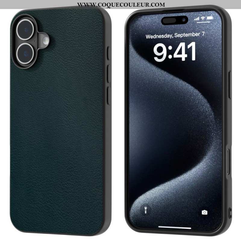 Coque iPhone 16 Plus Simili Cuir Anti-Chute