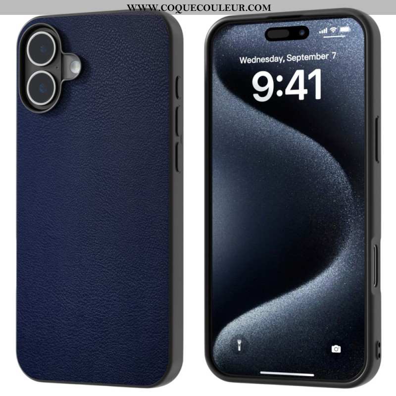 Coque iPhone 16 Plus Simili Cuir Anti-Chute