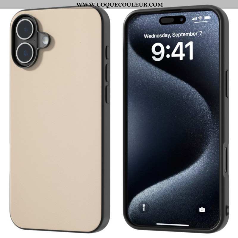 Coque iPhone 16 Plus Simili Cuir Anti-Chute