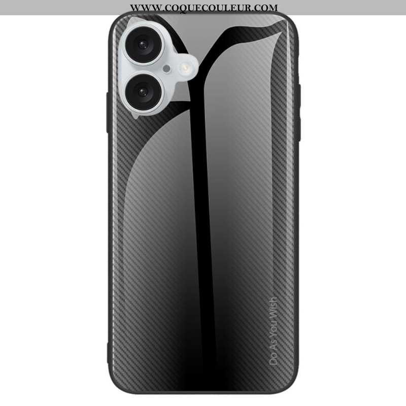 Coque iPhone 16 Plus Verre Trempé Fibre Carbone